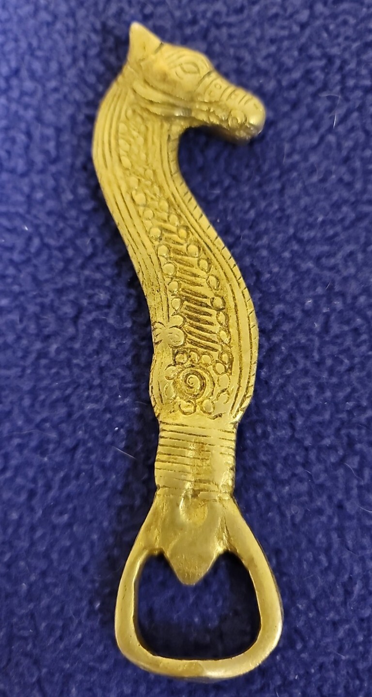 Vintage Brass Cast Seahorse Bottle Opener sea horse nautical