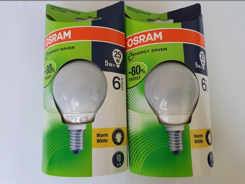 2x Osram Energiesparleuchtmittel Fassung E14 5- 7- 9 Watt Birne Mini Globe Kerze - Bild 5 von 6