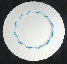 Minton Downing Porcelain Dinner Plate Aqua Scroll 1955-1975 England EVC