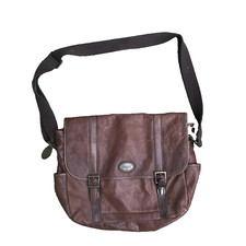 Vintage Fossil Brown Leather Messenger Bag Crossbody Flap Satchel Distress Tote