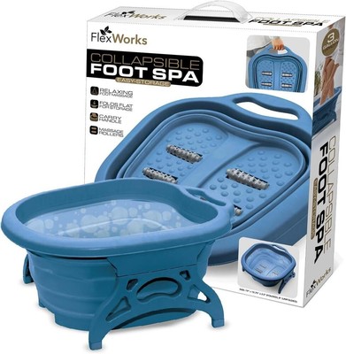 FlexWorks  Blue Collapsible Foot Bath Holds 3 gallons -foot  massage roller