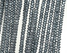 4X2MM HEMATITE GEMSTONE BLACK FACETED RONDELLE 4X2MM LOOSE BEADS 15.5inch