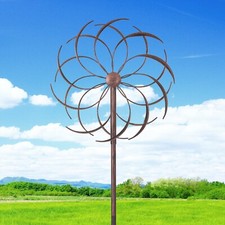 2M Metal Windmill Garden Art Decoration Wind Spinner Kinetic Yard  Sculpture