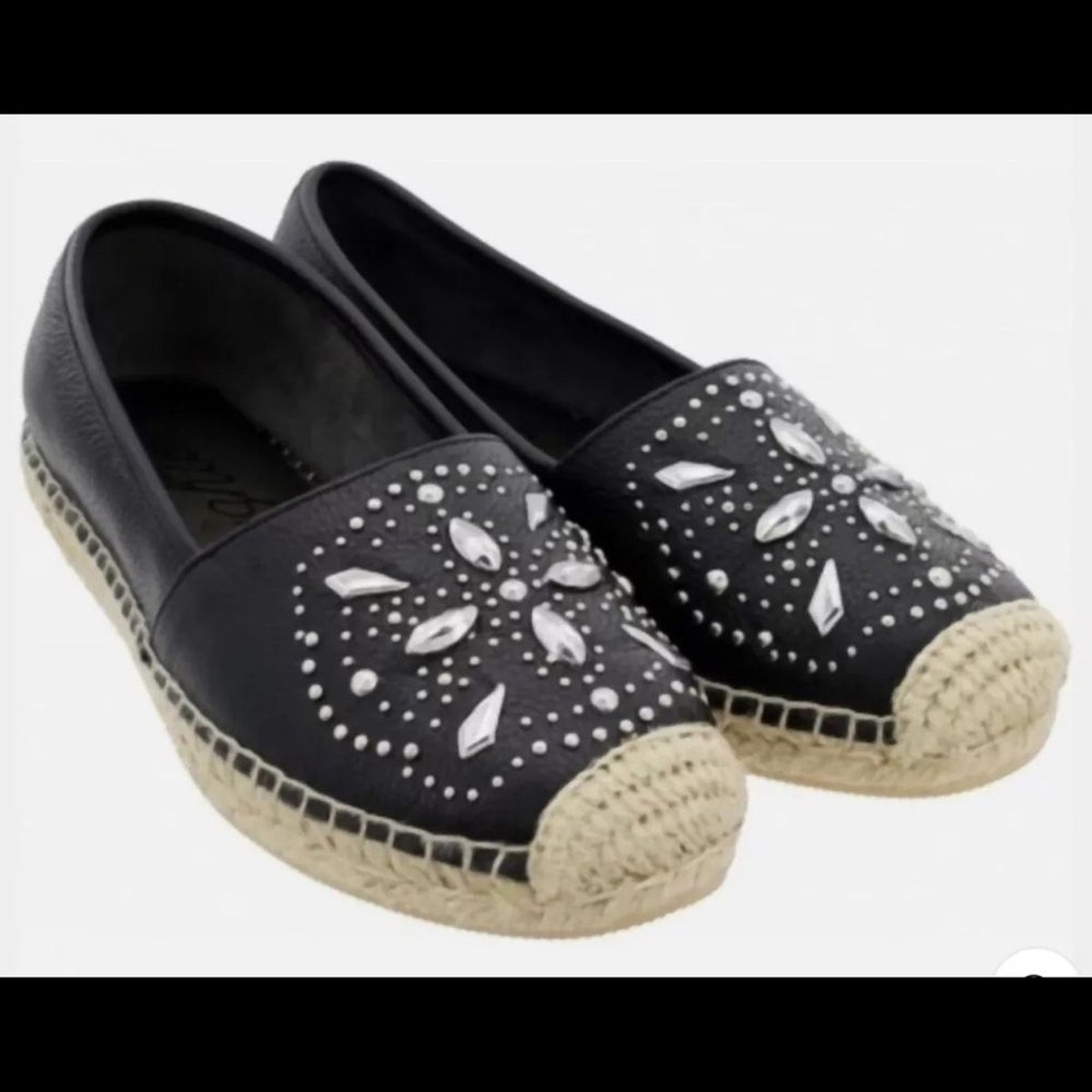 Brighton Womens Black Studded Leather Jett Espadrille Slip  display picture 1