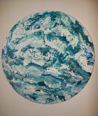 Original Acryl Gemälde auf Leinwand Abstrakte Strukturierte Kunst Wellen 12'' x 12'' Gut