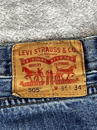Levi's 505 Men's Jeans 36x34 Regular Fit Straight Leg Denim Flaw* - Picture 5 of 11
