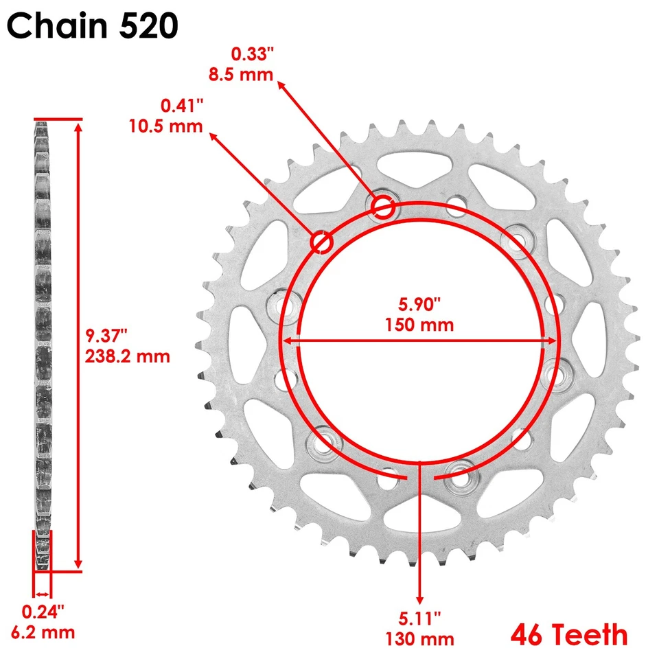 Kit de cadena de transmisión y piñón de junta tórica roja para Yamaha Fz-6 2009 / Fz-6R 2009-2016 Foto 4 de 4
