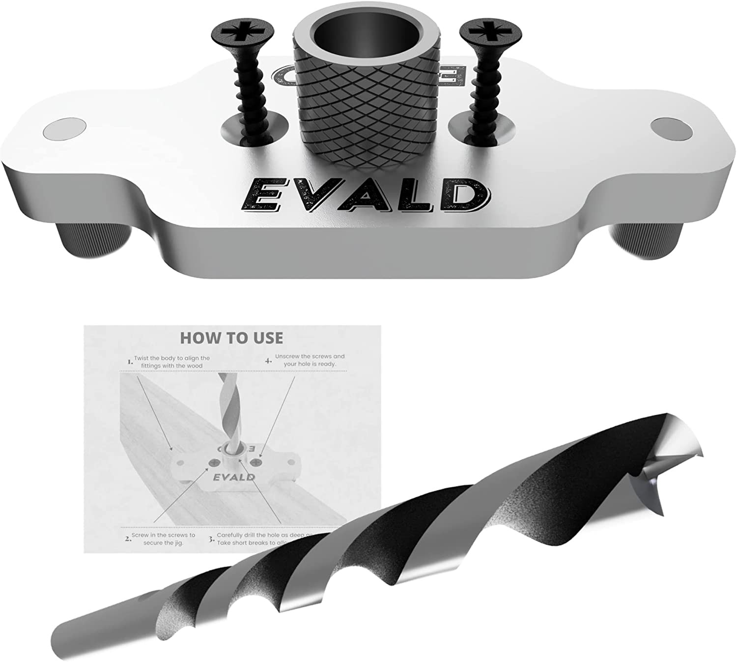 EVALD Dowel Jig Kit for Floating Shelf Bracket | 1/2 Inch X 9.8 Inch Drill Bit |
