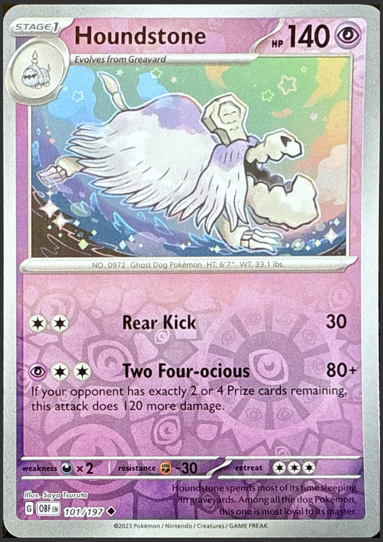 Pokemon - Obsidian Flames - 101/197 - Houndstone  - Reverse Holo - NM/M