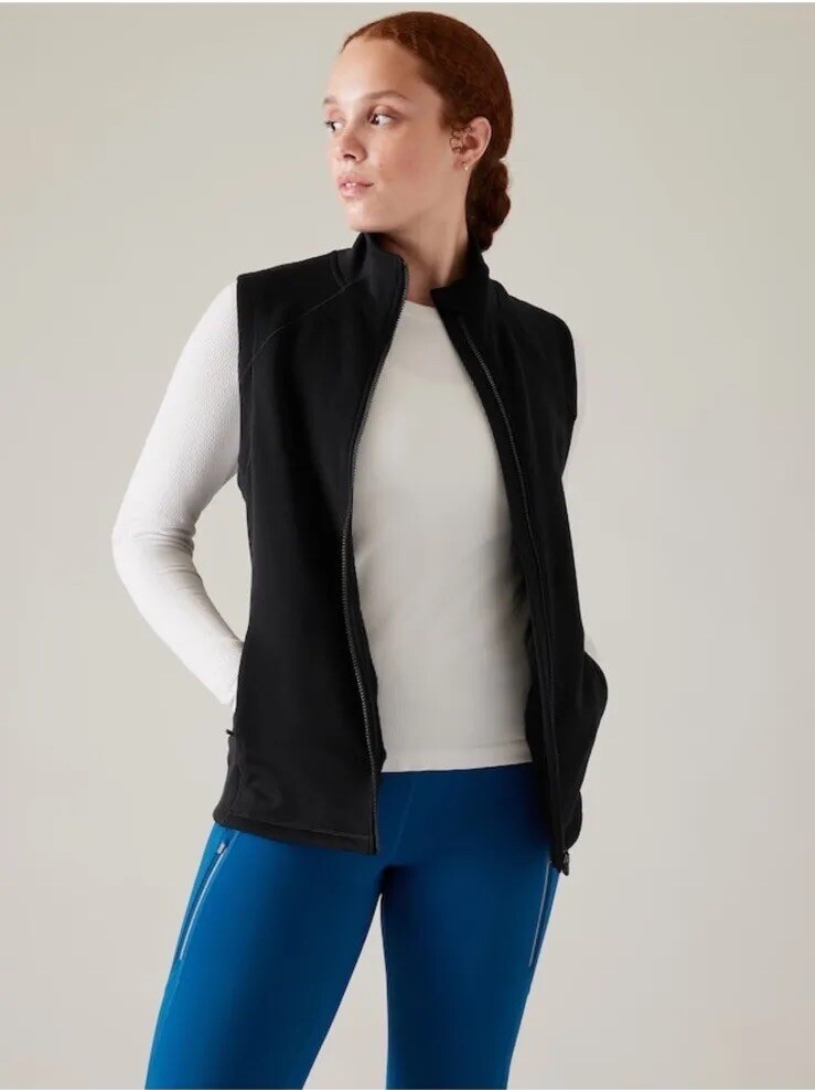 NWT Athleta Altitude Vest Polartec S Small Black Sport Run Hike