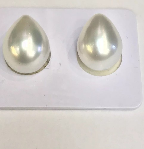 Pair Of Perfect Drop Shape South Sea Pearls 13.5x11mm - Picture 11 of 12