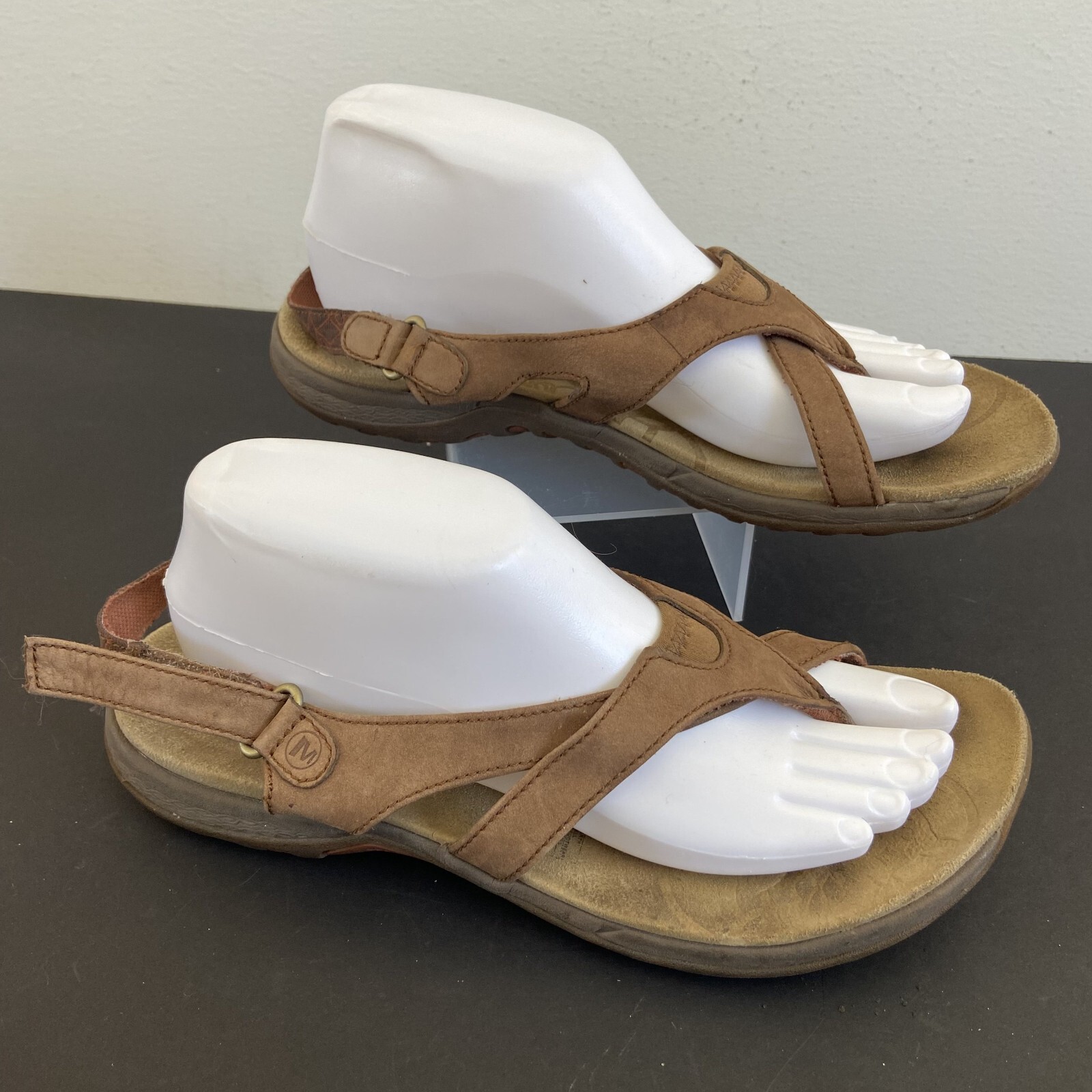 Sandali donna Merrell taglia 9 marroni piatti pelle slingback terra scura