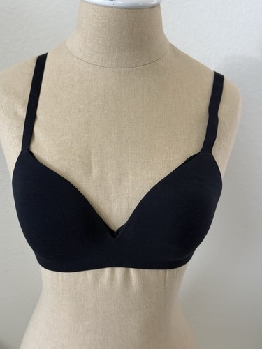 Neu mit Etikett Tommy John cooler leicht gefütterter BH ohne Bügel Baumwolle Größe 32B schwarz