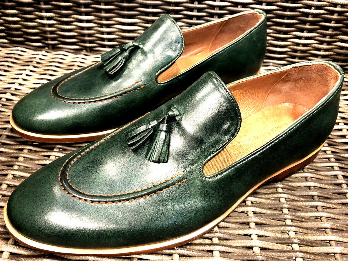 Designer Slippers Olive Green Moccasin Moccasins Handmade Leather