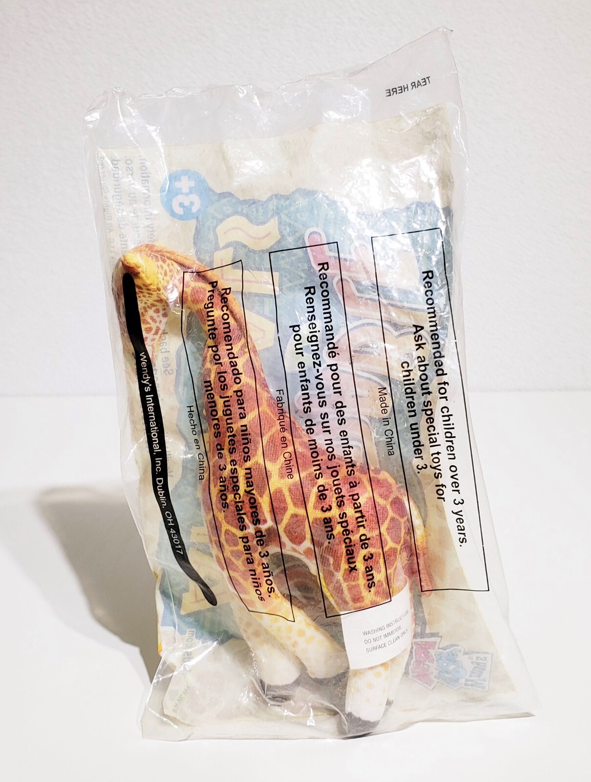 2004 Wendy's Kids Meal Bendable Animals Giraffe Animal Plush Stuffed Toy NEW 6"