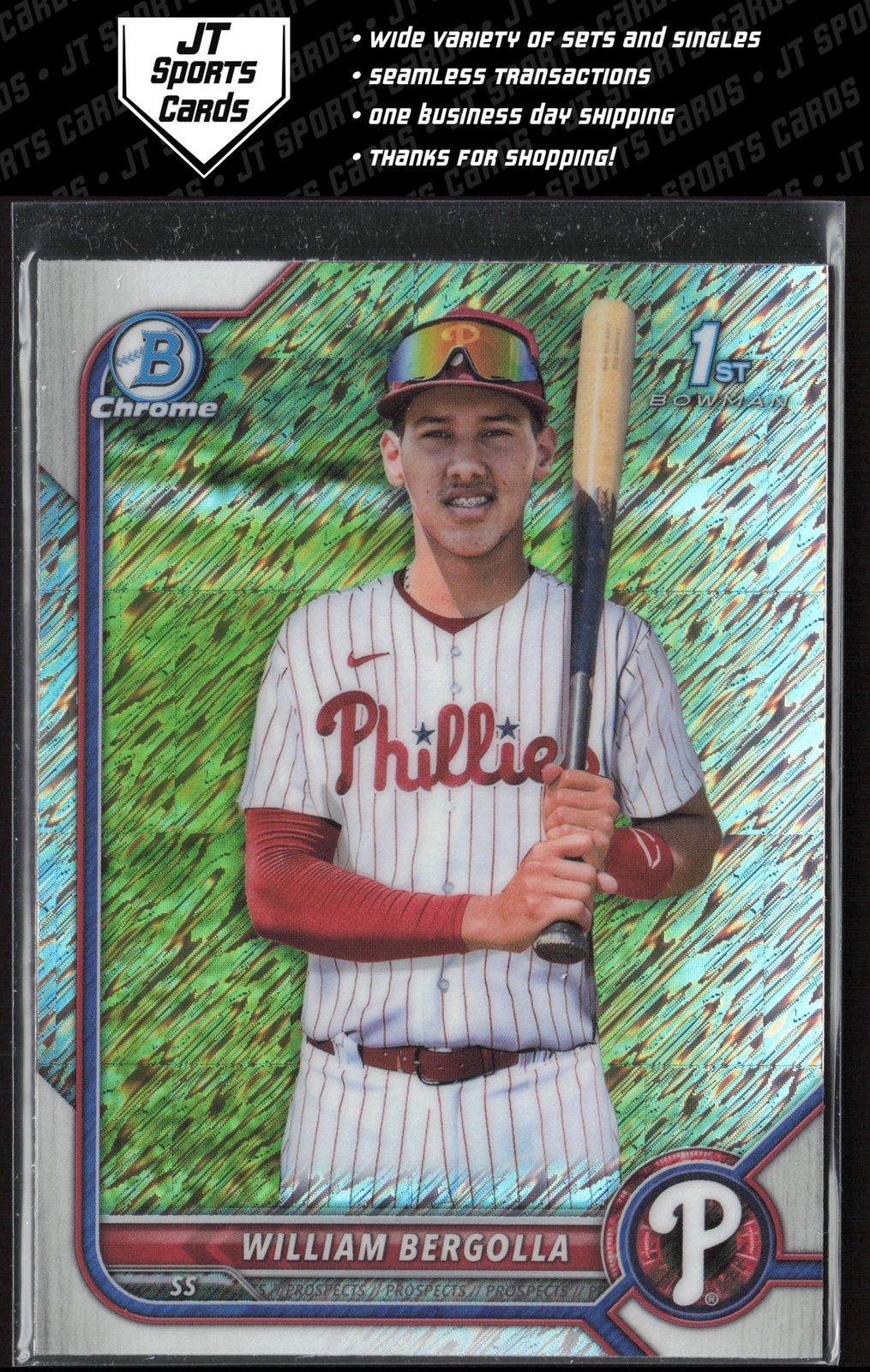 2022 Bowman Chrome William Bergolla BCP-159 1st Shimmer Refractor Phillies