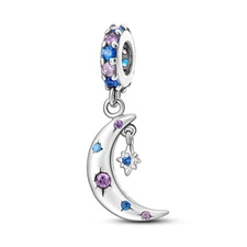 MULA Original Moon Pendant Charm Colorful CZ Fit Bracelet 925 Sterling Silver