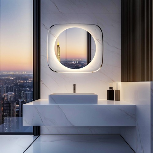 LED Bathroom Mirror with Clear Glass Frame Backlit Hanging Makeup vanity Mirrors - Picture 9 of 17