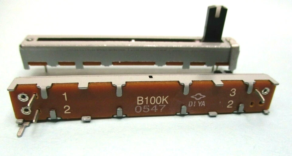 2pcs - Taiwan Alpha 100K Ohm Linear Slide Potentiometer 60mm PC Mount 0.1W USA - Image 2 of 4