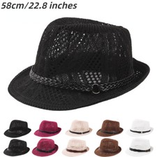 Unisexe Découpe Tricoté Fedora Chapeau Jacquard Jazz Caps Plage Panama Pare Été