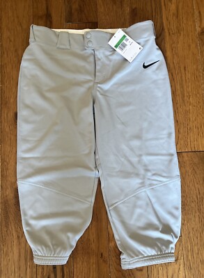 New Nike Vapor Select Big Girls' Gray 3/4 Softball Pants AV6882-100 Size XL