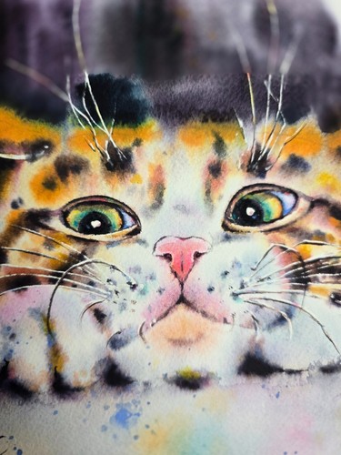 ORIGINAL wtarcolor painting Ginger CAT art Animals art 9" by 12" - Picture 5 of 5