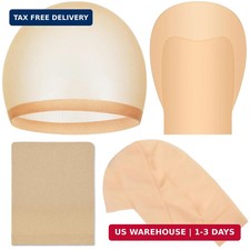 2 Pcs Bald Cap Set for Adults, 1 Latex Realistic Bald Cap and 1 Stretchable Nylo