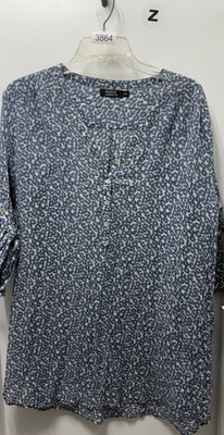 Galeries Lafayette Of Paris Blue Patterned Top  Size Large /xL Designer