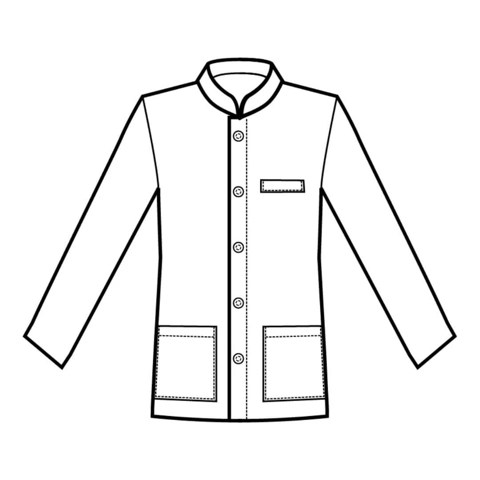 Giacca Cameriere Coreana Senza Trecce Bianca a Manica Lunga - Isacco - Immagine 2 di 3