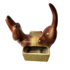 Vintage Ceramic Dachshund Planter Brown Wiener Dog Planter 1950s - 60s  8" — photo 1