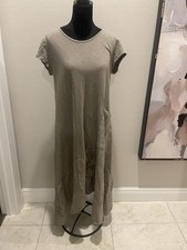 Made In Italy Jersey Knit Beige Dress Hi Low Style Tunic Sz S