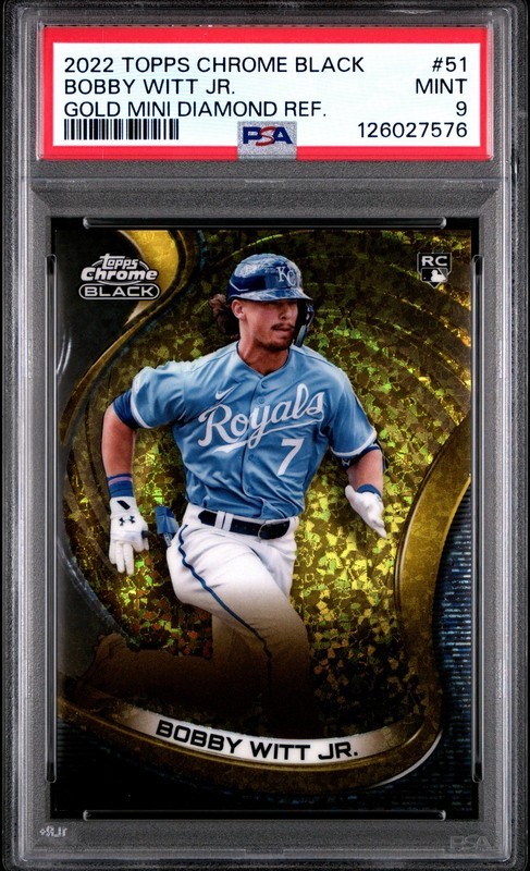 2022 TOPPS CHROME BLACK #51 BOBBY WITT JR. ROOKIE RC 50/50 PSA 9