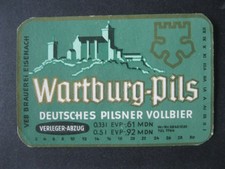 VEB BRAUEREI EISENACH Wartburg-Pils PILSNER VOLLBIER Bieretikett MDN