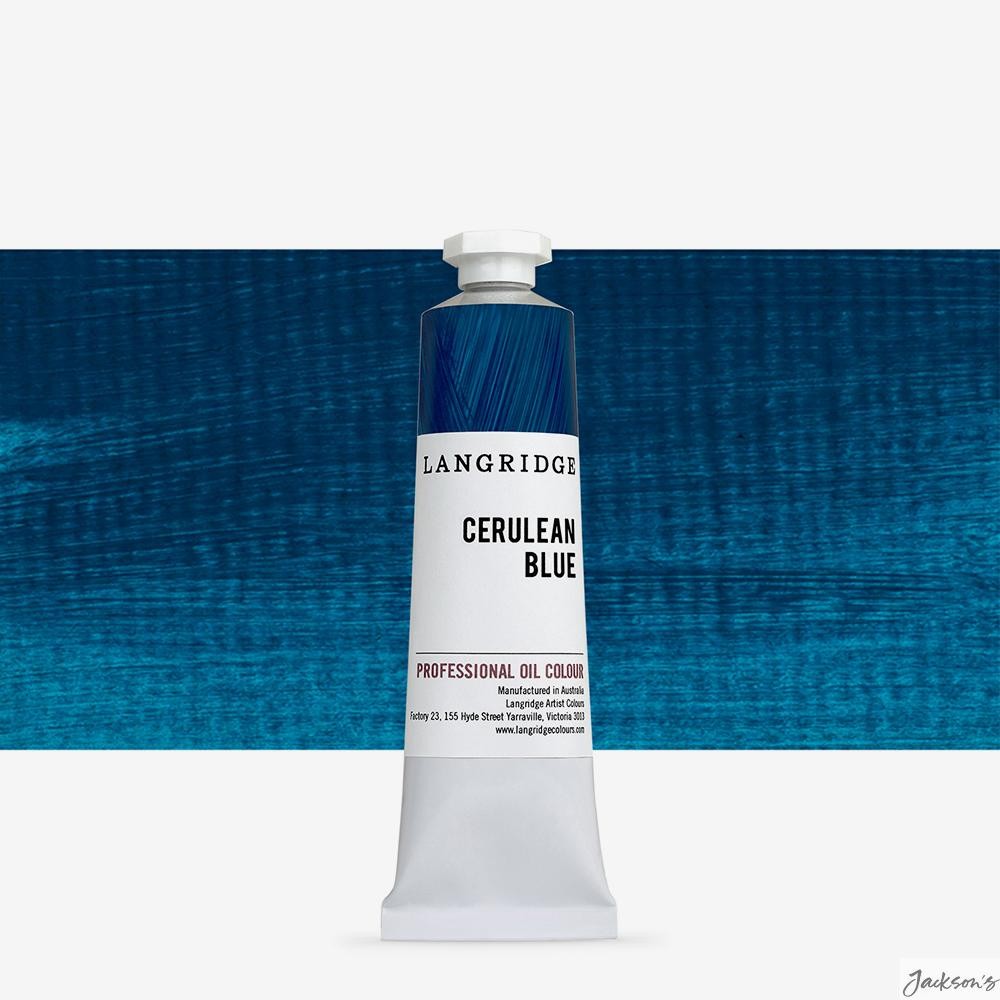 Langridge Oil Paint Safflower Oil 40ml Chromium Cerulean Blue PB36 Art Painting