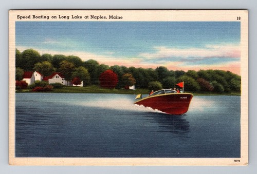 Neapel ME-Maine, Schnellbootfahren auf langem See, antike Vintage Souvenir Postkarte