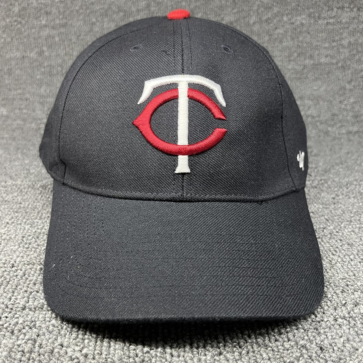 Minnesota Twins '47 MVP Hat Black Red TC Logo Adjustable Hook-and-loop Strapback