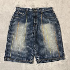 Vintage Y2K Noiz Baggy Jean Shorts Men  s Size 38 Embroidered Skater Hip Hop