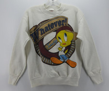VINTAGE Tweety Bird Sweatshirt Kids XL White Looney Tunes Warner Bros 90s Youth 