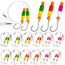 Pompano Surf Fishing Rigs 12 Pack Assorted Colors  K Double Drop With Hooks