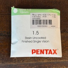 New Unopened Pentax 1.5 Resin Uncoated Finished Single Vision SPH -6 Index -4.5