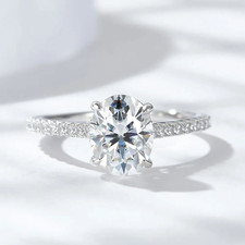 2Ct Moissanite Ring 925 SS D Color Oval Cut Plated 18K Yellow, Rose, White Gold