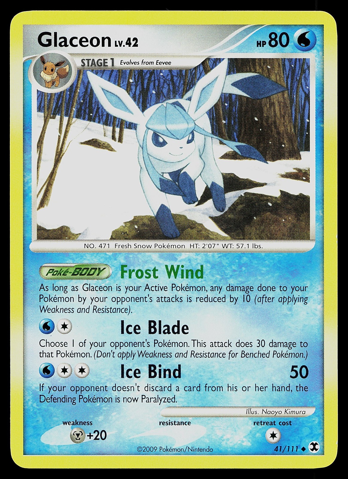 Pokemon Card - Glaceon Rising Rivals 41/111 Uncommon