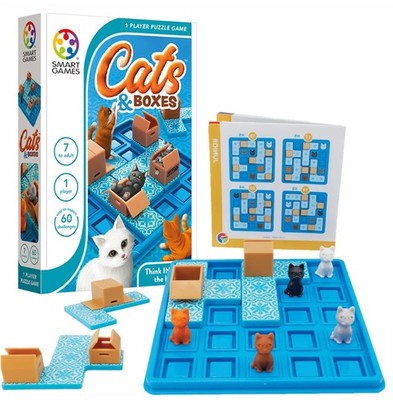 SmartGames - Cats & Boxes, Puzzle Game with 60 Challenges, 7+ Years
