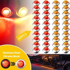 40X LED 3/4 Amber Red Side Marker Light W/ St...