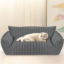Fluffy Corduroy Cat Dog Sofa 30" 36" Pet Couch Bed with Removable Washable Cover