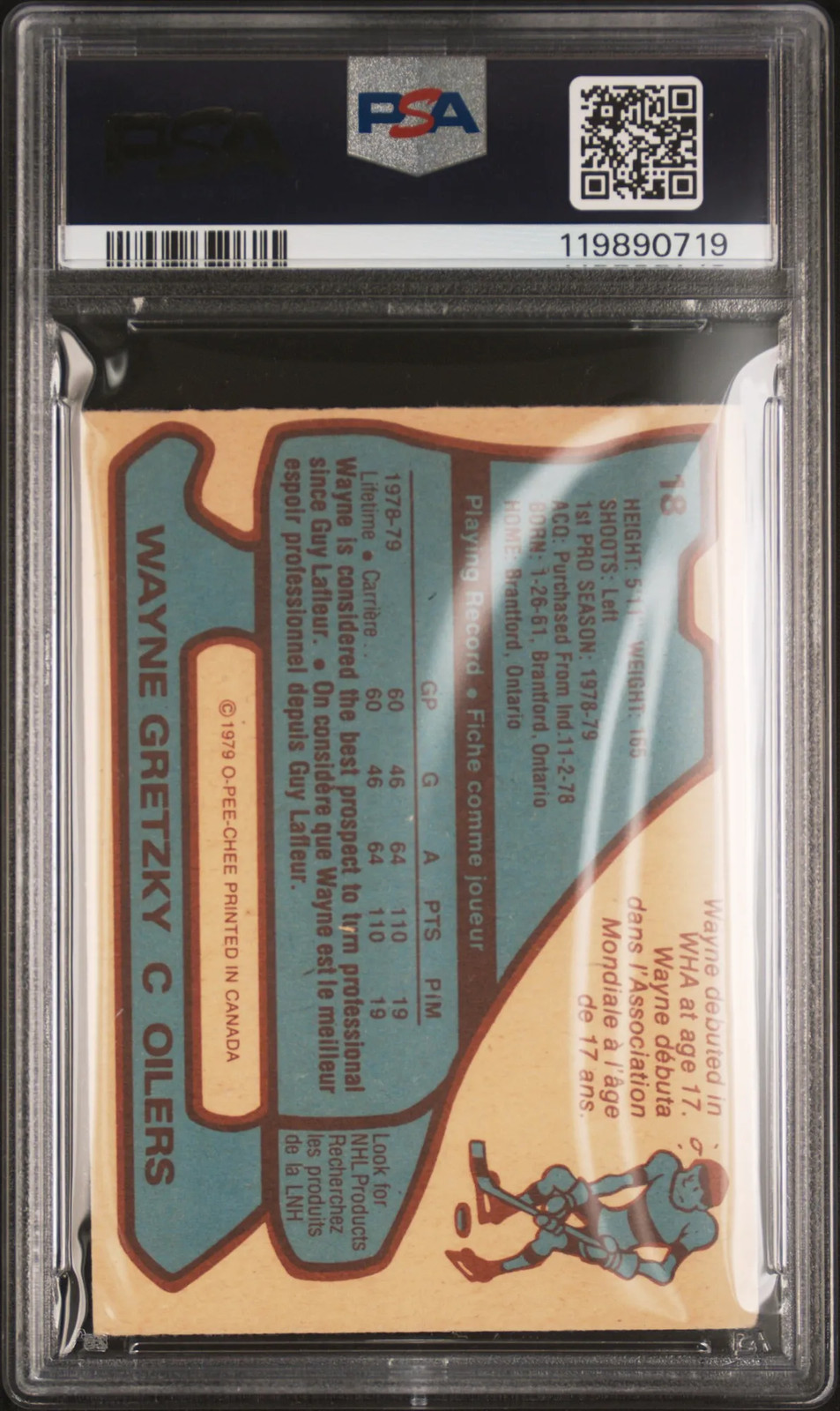 1979 O-Pee-Chee Wayne Gretzky #18 PSA 3 view 2