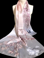 100% Silk mulberry Scarf Women shawl Wrap neckerchief floral pink red HD1-10