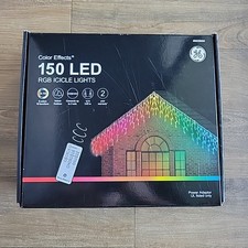 GE Color Effects 150 LED, 12 ft Color Changing Icicle Christmas String Lights