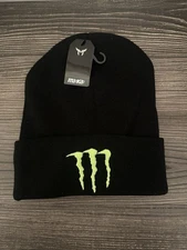 FUR LINED! EMBROIDERED! Monster Energy Drink Athletic Winter Beanie Hat