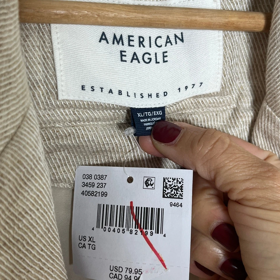 Blazer feminino American Eagle linho creme viscose botão único GG novo com etiquetas - Imagem 2 de 4